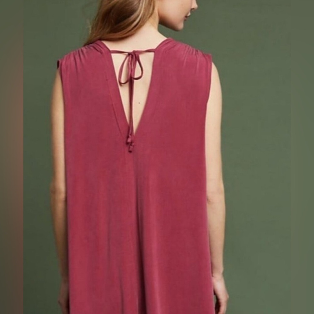 Eri + Ali Anthropologie Brielle Tunic Midi Sleeveless Wine Fuchsia Size S NWT - Picture 3 of 10